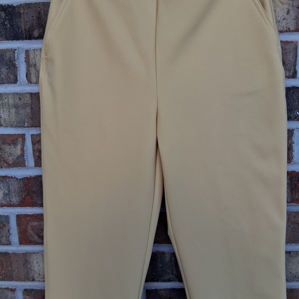 Rachel Zoe Butter Yellow Tailored Ankle Pants Sz 4 Stretch Chic Workwear Classic - Picture 3 of 10